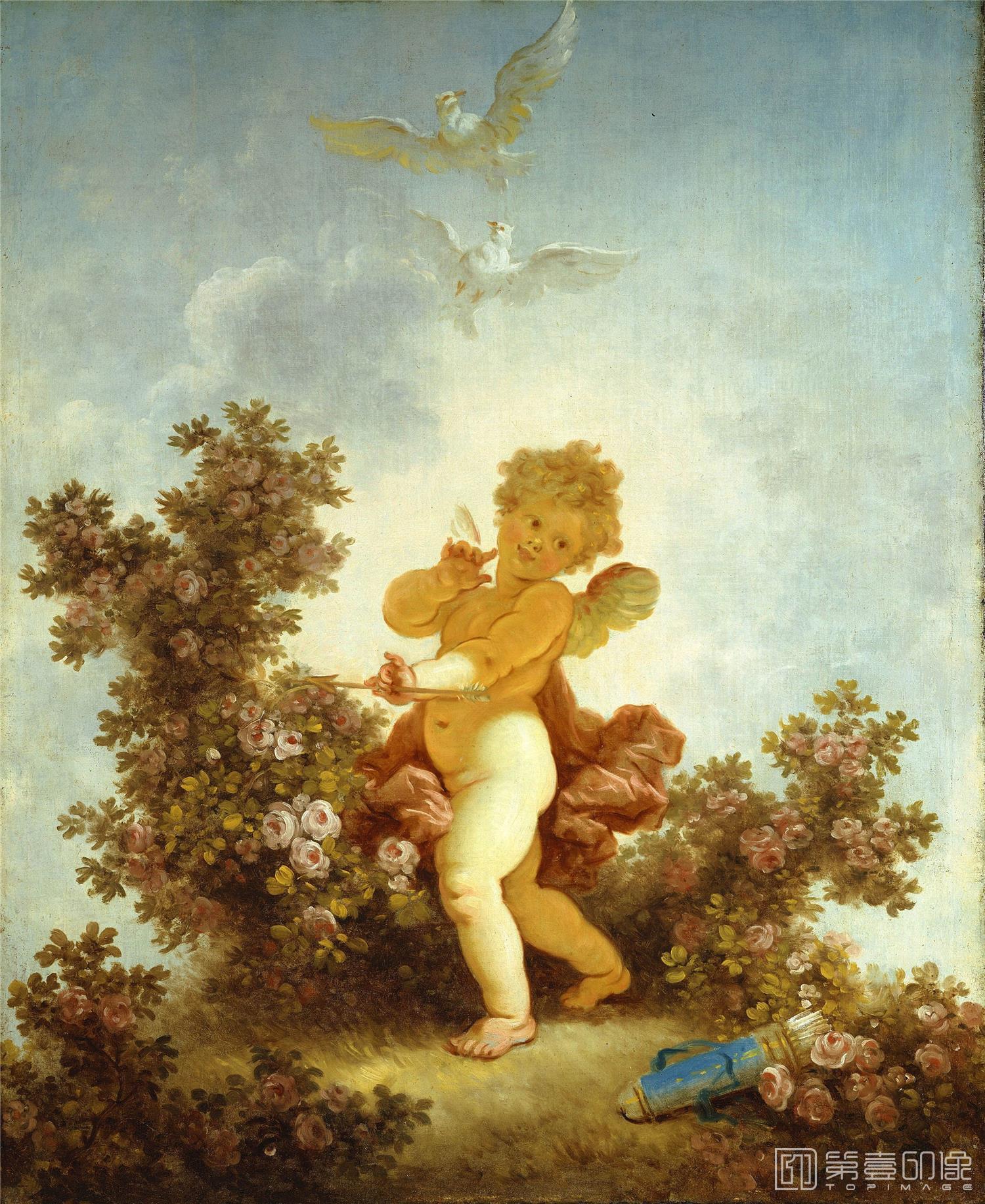 油画-美国弗里克美术馆藏画-Jean-Honoré Fragonard - The Progress of Love Love the Sentinel, 1790-1791-131